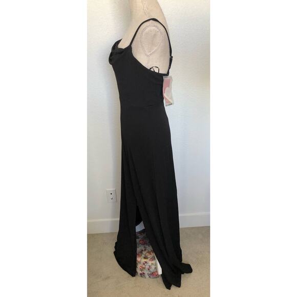 Birdy Grey Crepe Ash Black Cowl Neck Maxi Length Dress- S - Picture 3 of 6